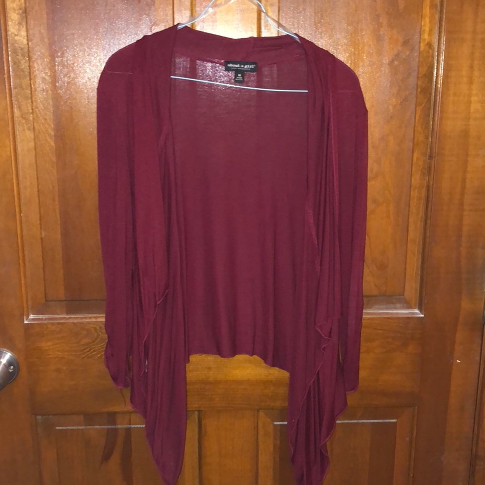 Burgundy high low cardigan